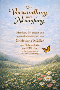 Das Bild zeigt eine Blumenwiese und einen Schmetterling