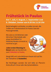 Plakat zum Frühstück in Paulus am 7.7.2026