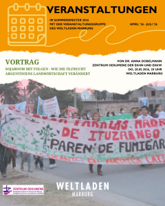 Das Bild zeigt eine Gruppe Menschen in Argentinien, die gegen den Sojaanbau demonstriert.