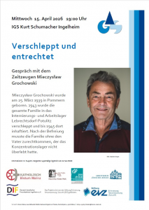 Abgebildet ist ein Plakat, das die Veranstaltung mit Mieczyslaw Grochowski bewirbt.