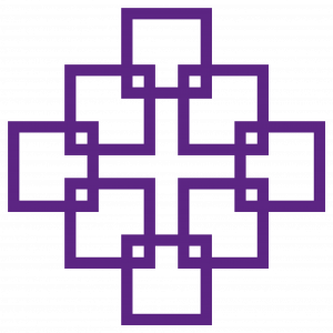 Facettenkreuz. Man sieht das lilafarbene Logo der EKHN.