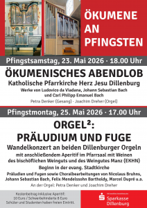 Am Samstag, 23. Mai findet um 18 Uhr in der katholischen Pfarrkirche das ökumenisches Abendlob statt.