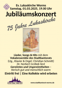 Konzertplakat zum 75jährigen Jubiläum der Wormser Lukaskirche